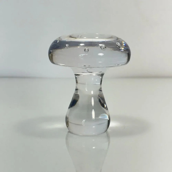 Kosta Boda Signed Monica Backstrom Clear Art Glass Mushroom Swedish Modernist - Picture 8 of 8